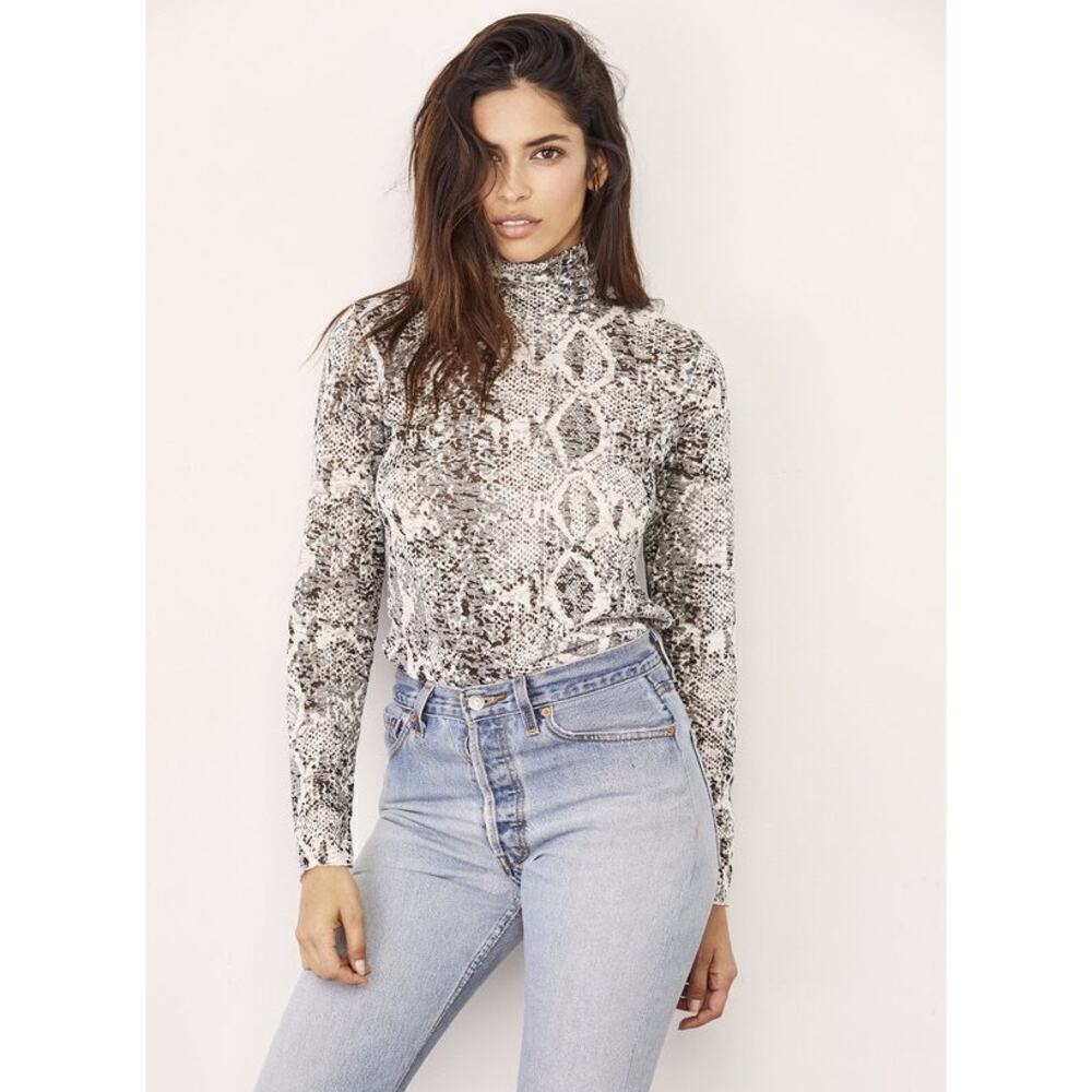 LNA Burnout Lyon Snakeskin Python Turtleneck Women's XS